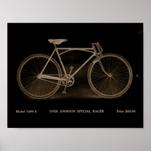 1915 Vintage Iver Johnson Bicycle Ad Art Poster