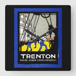 1915 Vintage Trenton New Jersey Square Wall Clock