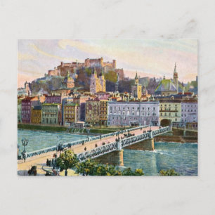 1916 Aquarelle Salzburg State Bridge Postcard