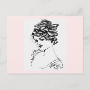 1917 Art Nouveau Style Ink Drawing By My Grandpa Postcard