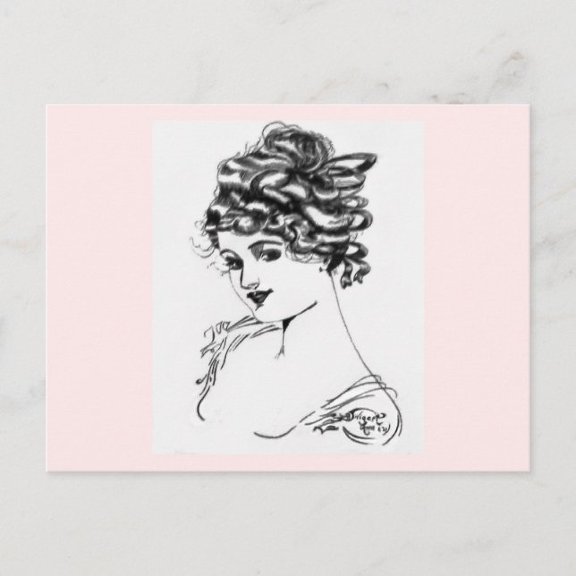 1917 Art Nouveau Style Ink Drawing By My Grandpa Postcard (Front)