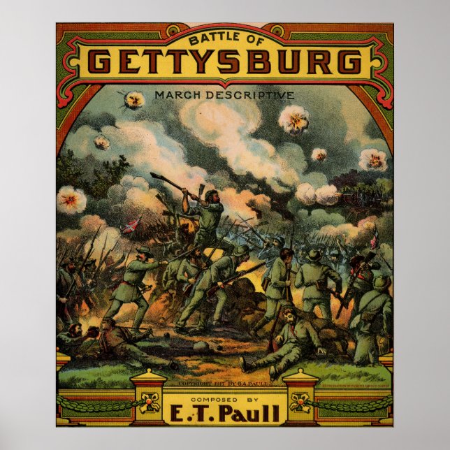 1917 The Battle of Gettysburg sheet music cover Poster (Front)