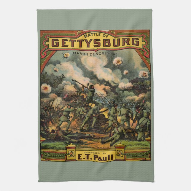 1917 The Battle of Gettysburg sheet music Tea Towel (Vertical)