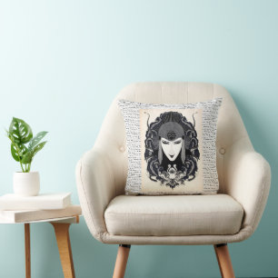 1917 Vintage Elegant Russian Art Nouveau Woman Cushion