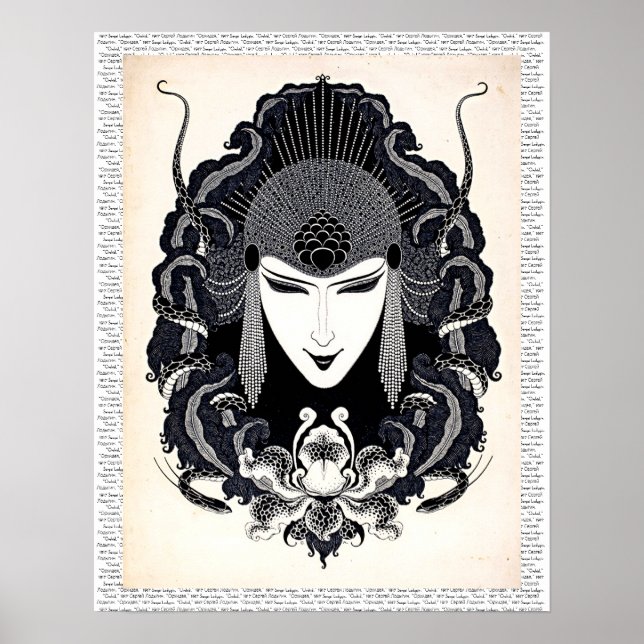 1917 Vintage Elegant Russian Art Nouveau Woman Poster (Front)