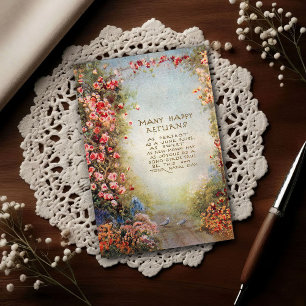 1917 Vintage Floral Birthday Greeting  Postcard