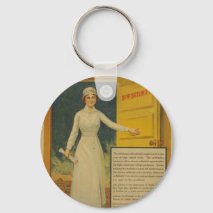 1917 WWI Poster Be A Trained Nurse -Nursing School Key Ring