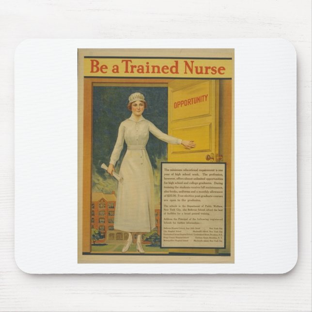 1917 WWI Poster Be A Trained Nurse -Nursing School Mouse Mat (Front)