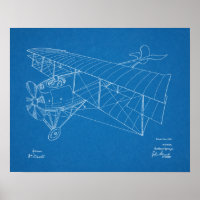 1918 Biplane Aeroplane Patent Art Drawing Print