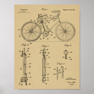 1918 Chainless Bicycle Design Patent Art Print