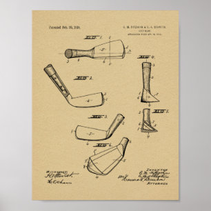 1918 Golf Club Head Patent Art Drawing Print