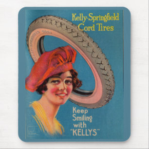 1918 Kelly Springfield tires ad Keep Smiling Mouse Mat