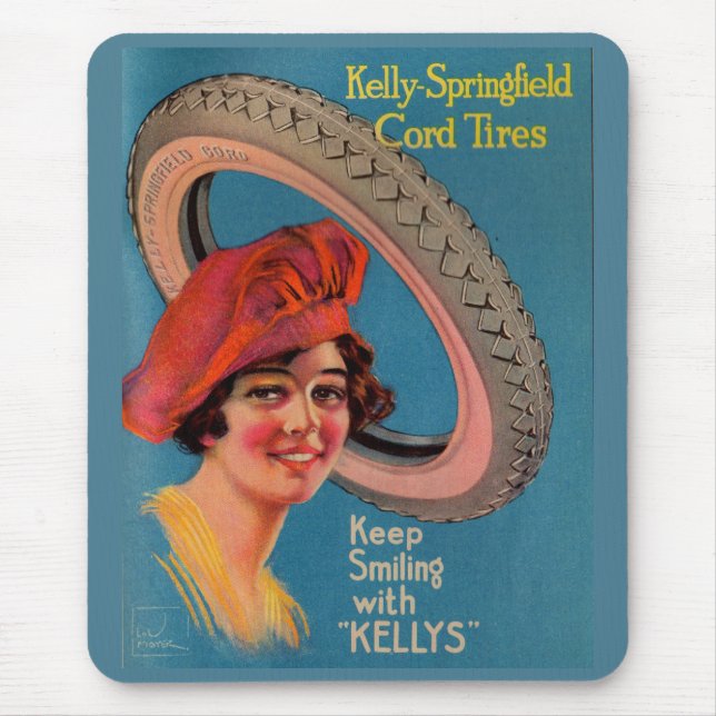 1918 Kelly Springfield tires ad Keep Smiling Mouse Mat (Front)