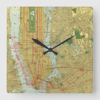 1918 New York Central Railroad Map Square Wall Clock
