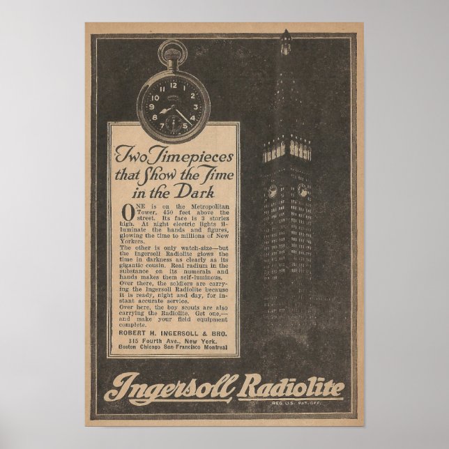 1918 Radium Watch Advertisement Poster (Front)