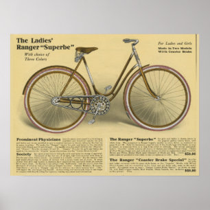 1918 Vintage Ranger Superbe Bicycle Ad Art Poster