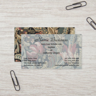 1918 Vintage Rich Floral Tapestry Brocade Damask B Business Card