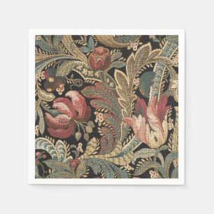 1918 Vintage Rich Floral Tapestry Brocade Damask Napkin