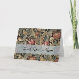 1918 Vintage Rich Floral Tapestry Brocade Damask Thank You Card