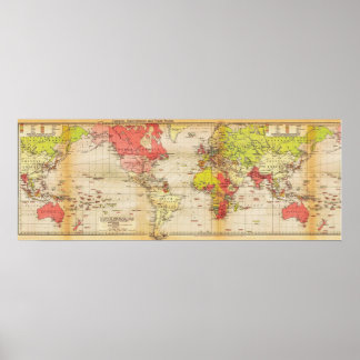 1918 world map Empires and Trade Poster