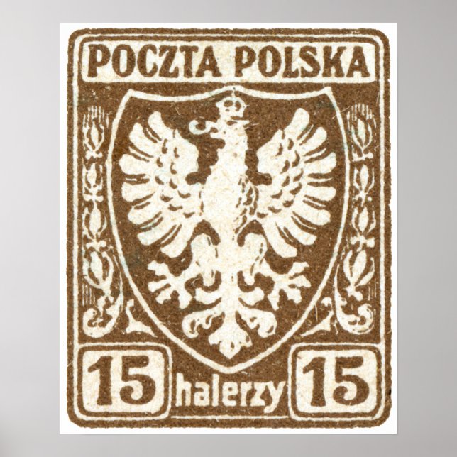 1919 15h Polish Eagle Stamp Poster (Front)