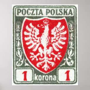1919 1k Polish Eagle Stamp Poster