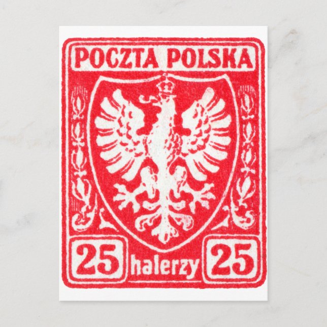 1919 25h Polish Eagle Stamp Postcard (Front)