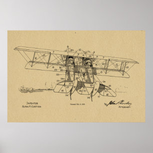 1919 Aeroplane Biplane Patent Drawing Art Print