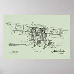 1919 Aeroplane Biplane Patent Drawing Art Print