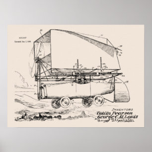 1919 Flying Car Airship Patent Art Drawing Print