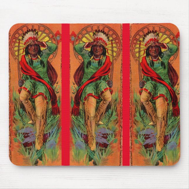 1919 Native American Indian illustration Mouse Mat (Front)