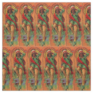 1919 Native American Indian illustration print Fabric