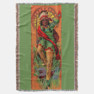 1919 Native American Indian illustration Throw Blanket