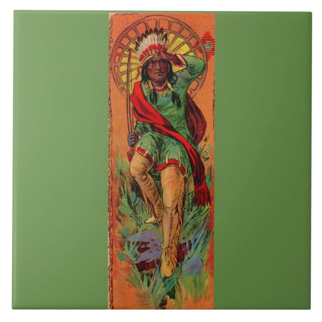 1919 Native American Indian illustration Tile (Front)