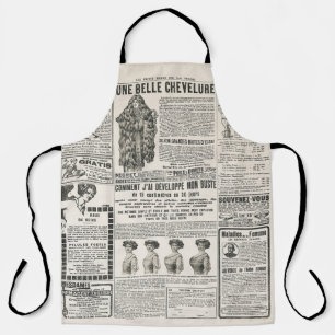 1919 Paris Fashion: Antique Newspaper Page Apron