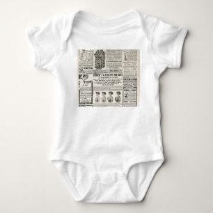 1919 Paris Fashion: Antique Newspaper Page Baby Bodysuit