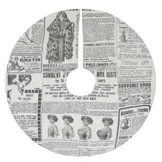 1919 Paris Fashion: Antique Newspaper Page Brushed Polyester Tree Skirt