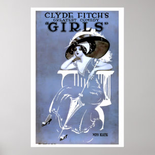 1919 Silent Film 'Girls' Movie Poster Vintage