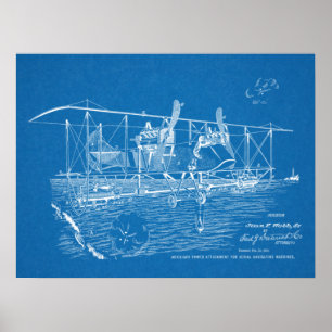 1919 War Biplane Aeroplane Patent Art Drawing Poster