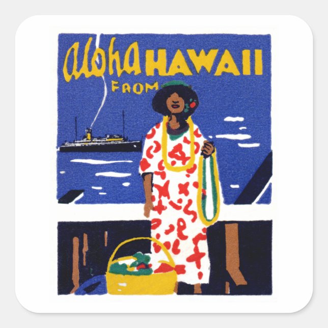 1920 Aloha from Hawaii Square Sticker (Front)