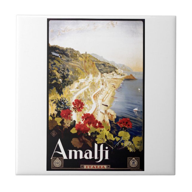 1920 Amalfi Coast Italy Travel Poster Tile (Front)
