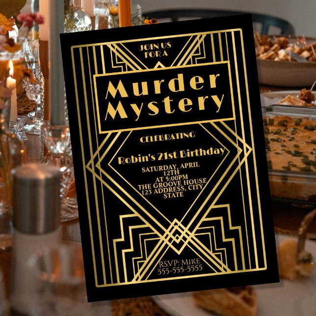 1920 art deco murder mystery birthday party invita invitation (Creator Uploaded)