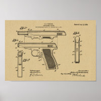 1920 Automatic Gun Patent Art Drawing Print