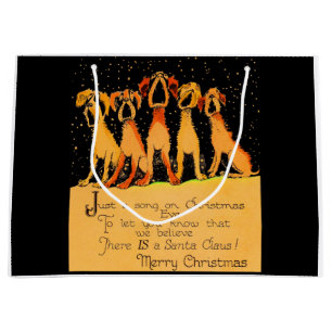1920 Christmas singing dogs print Large Gift Bag