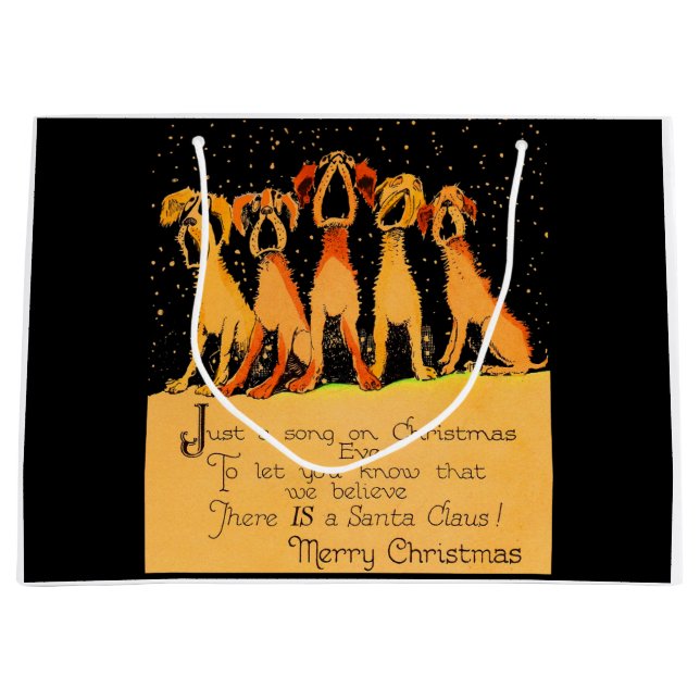 1920 Christmas singing dogs print Large Gift Bag (Front)