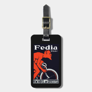 1920 Devil Riding a Bicycle Luggage Tag