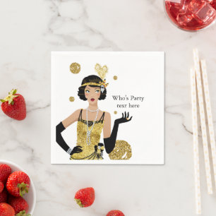 1920 flapper girl  gatsby , Art Deco Napkins