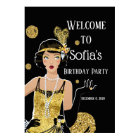 1920 flapper girl  gatsby welcome sign