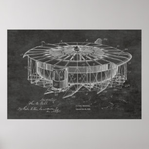1920 Flying Machine Airplane Patent Drawing Print