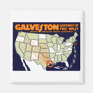 1920 Galveston Texas Poster Magnet